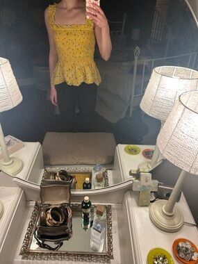 Kate spade Yellow Floral Peplum Tank Top -